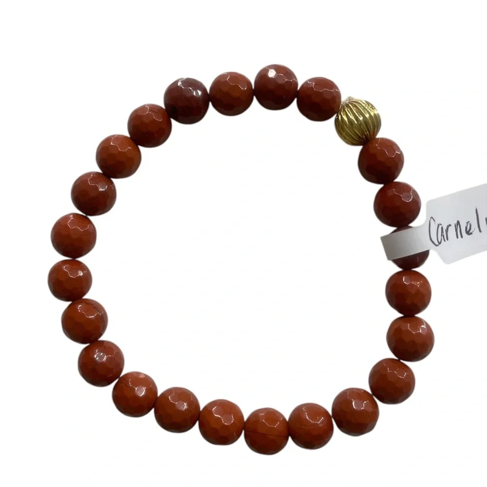 Orange Carnelian Faceted Gemstone Bracelet - Picture 7 of 7